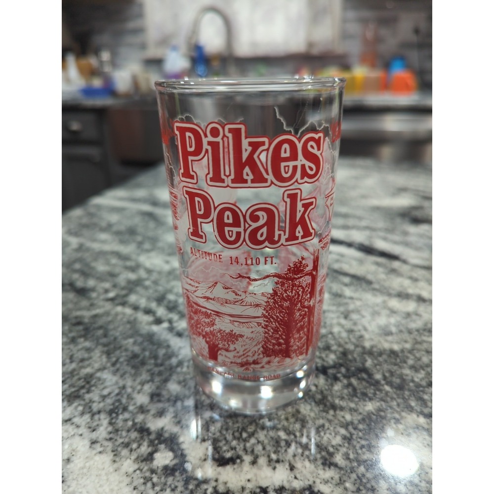 VINTAGE 50S ? PIKES PEAK SUMMIT COLORADO SPRINGS SOUVENIR GLASS